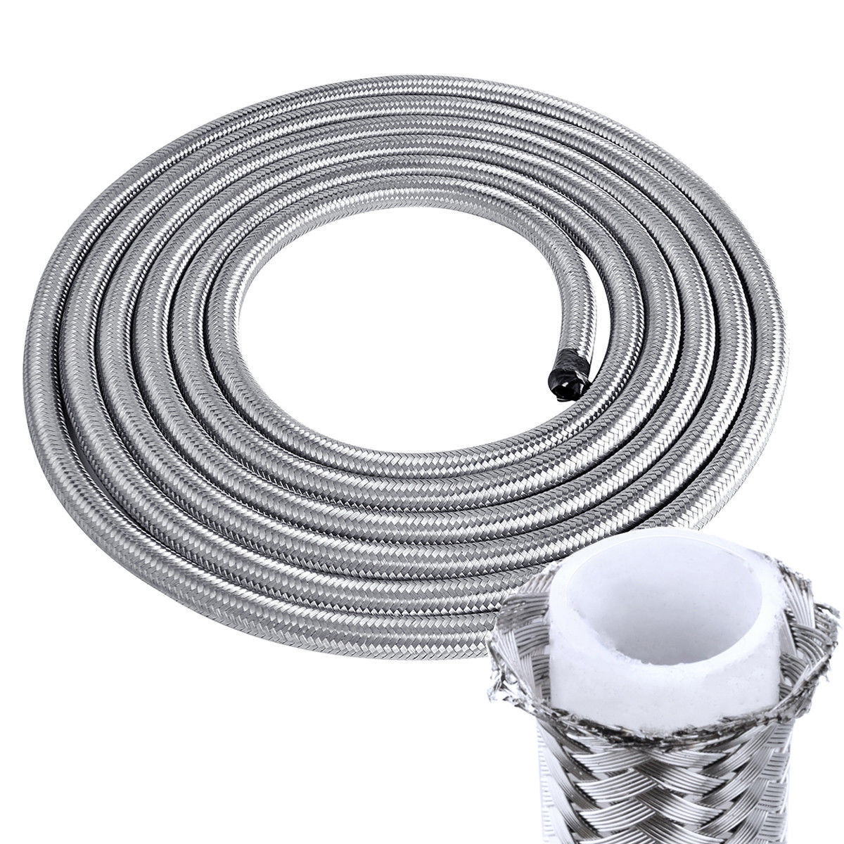 Supply SS304 PTFE Braided Hose 150ton/month E85 Hose Universal Fittings Kit PTFE Fuel Line PTFE Braided Tube