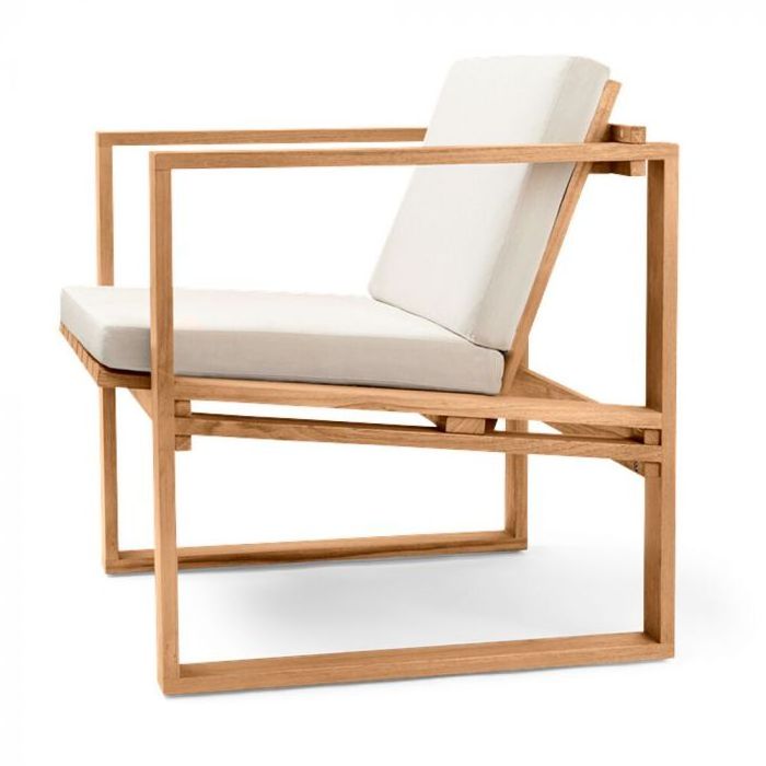 Bella lounge chair is the finest teak wood with waterproof cushions and a natural finish for indoor and outdoor.