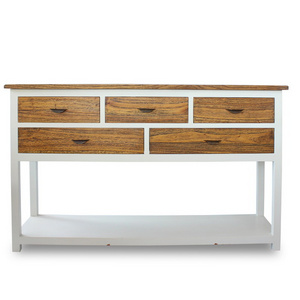 Ovid Console table made of solid teak wood with rustic and white color for indoor