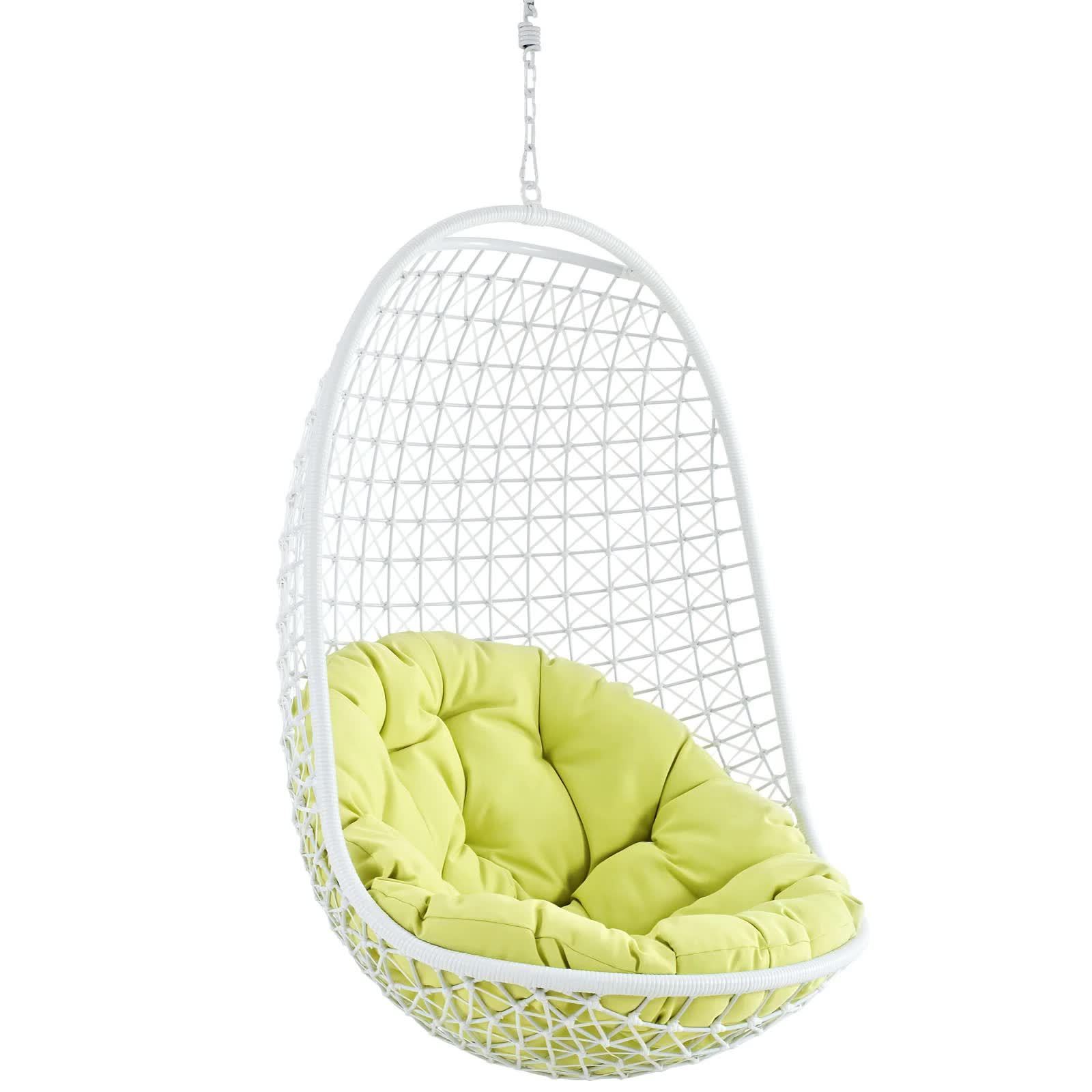 lala swing chair made of steel frame wrapped in synthetic rattan woven equipped with sunproof cushions for indoor and outdoor