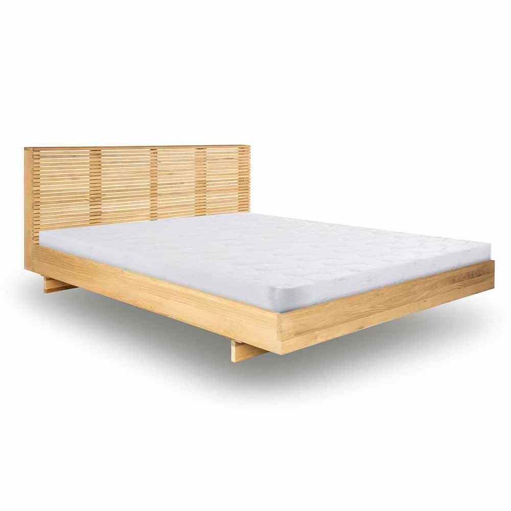 modern bed made of solid teak wood with high quality material and natural finish color for indoor bedroom furniture