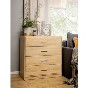 Tamara 4 drawer storage cupboard made of solid teak wood with a natural color finish