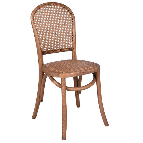 Kalea rattan garden dining chair with Teak Solid Wood material wicker rattan and brown finish for outdoor indoor dining use