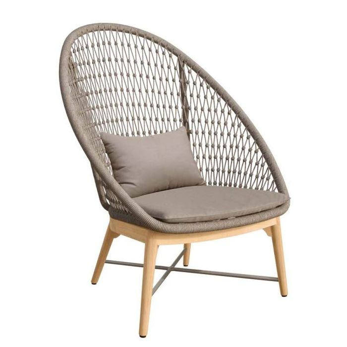 Davidson Teak Lounge Chair with Woven Rope with Cushion for Outdoor with Natural Finish