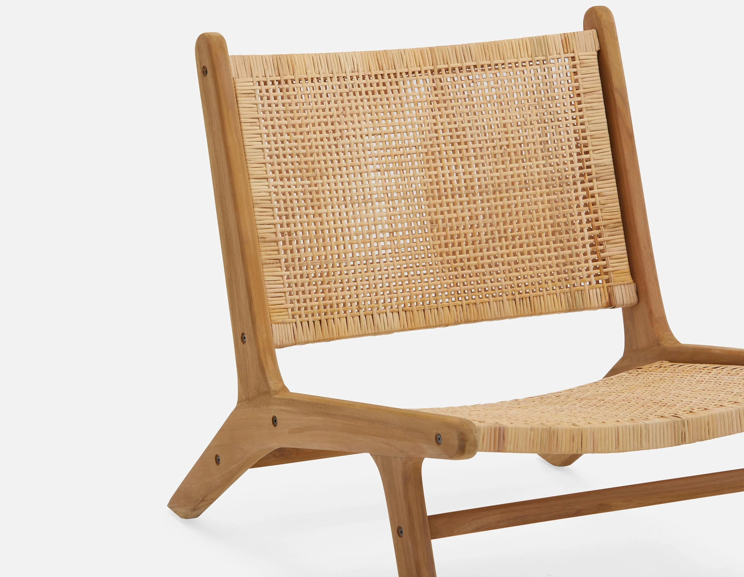 Malia outdoor or indoor chair made of solid teak wood with rattan wicker natural finish