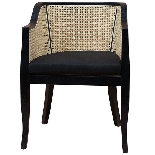 Black Safa Armrest garden chair made of Teak Solid Wood material and rattan wicker for indoor outdoor use