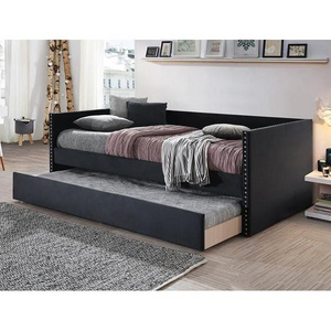 Mikasa day bed made of solid wood and velvet fabric with black velvet finish. (without mattress)