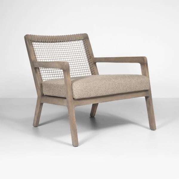 Cheap Gazzoni solid wood chair with woven rope and cushion seat for outdoor and indoor use