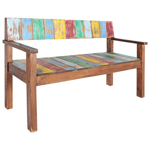 joni bench made of solid recycle wood with multi color for outdoor