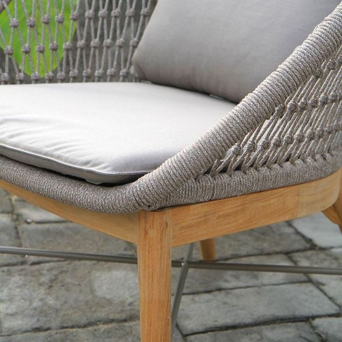 Davidson Teak Lounge Chair with Woven Rope with Cushion for Outdoor with Natural Finish