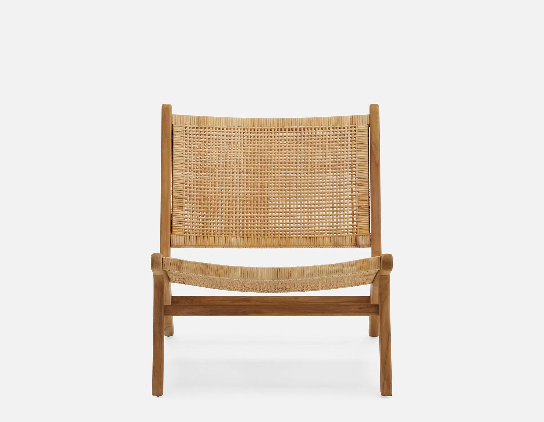 Malia outdoor or indoor chair made of solid teak wood with rattan wicker natural finish