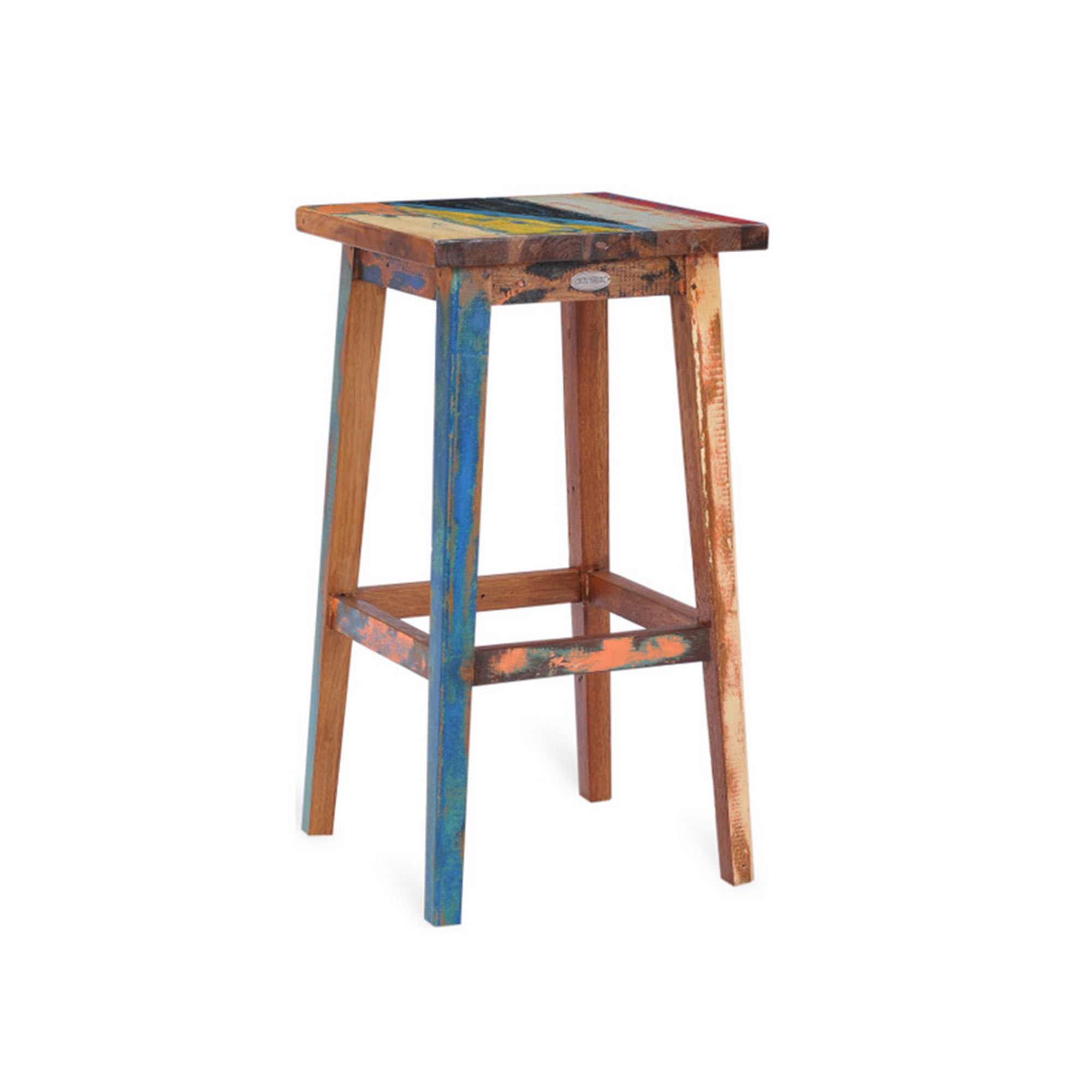 Cheap tety recycled boat wood bar stool chair with rectangular seat for indoor and outdoor