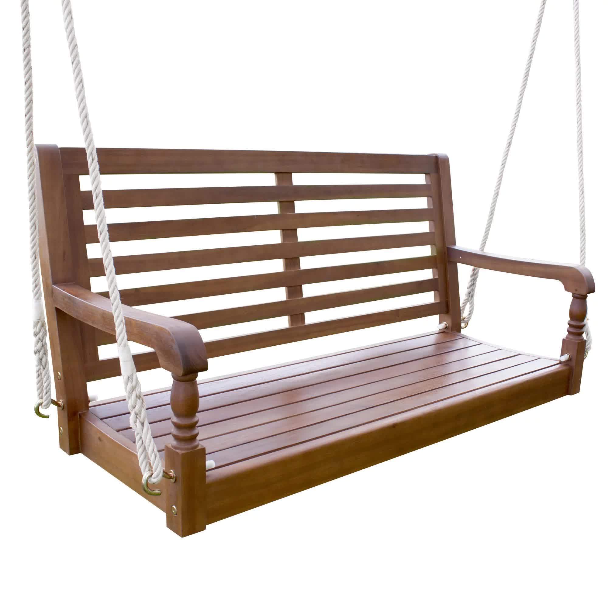 Teak wood frame Fani swing chair made of solid teak wood and natural color finishing for indoor and outdoor