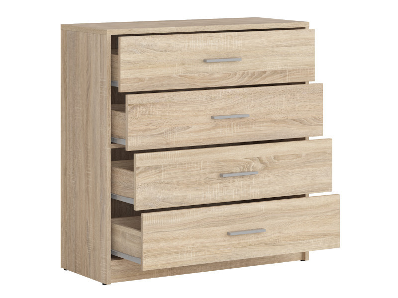 Tamara 4 drawer storage cupboard made of solid teak wood with a natural color finish