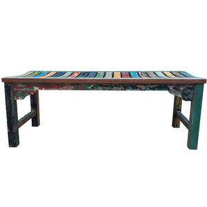 wety bench made of solid recycle teak wood frame with multicolor for indoor and outdoor