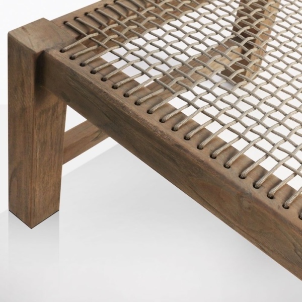 Outdoor Gazo Wicker Rope Solid Wooden Bench