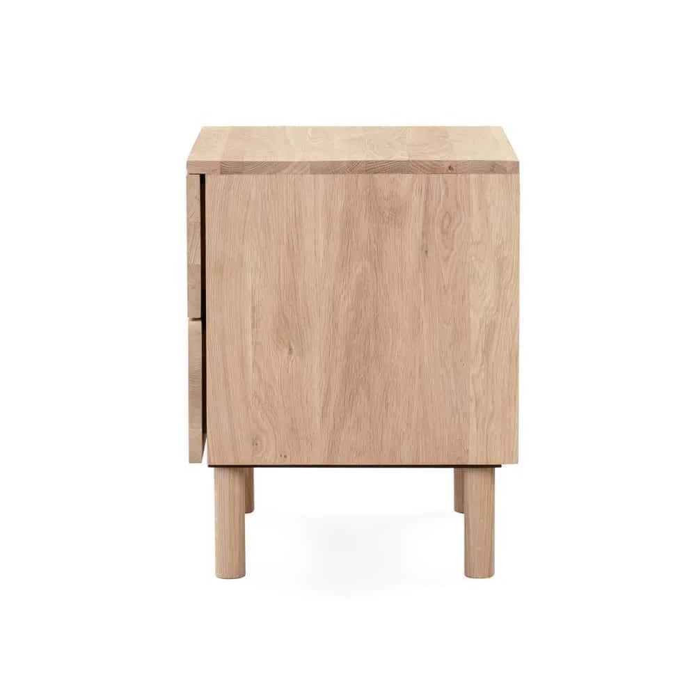 alucia solid teak wood nightstand with 2 storage drawers for indoor bedroom