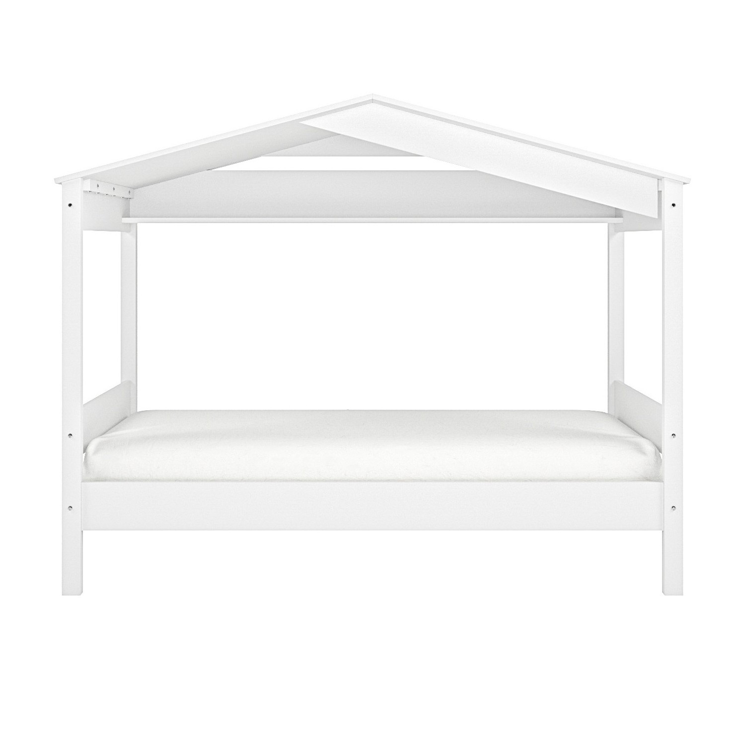 Thumbelina house-shaped children's bed frame made of solid wood with a white finish.