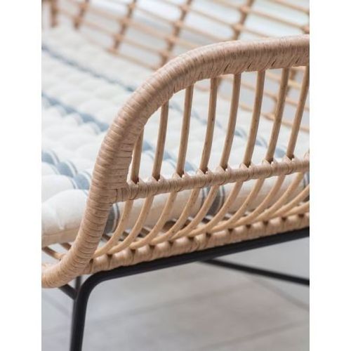 Baylor long aluminum patio chair made of woven bamboo and rattan for outdoor.