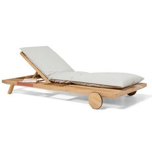 blekay sun lounger made of solid teak wood frame with sunproof cushion for indoor and outdoor