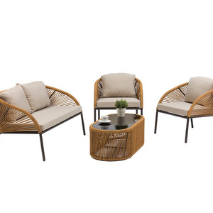 bastin set of chairs and tables made of aluminum frames with synthetic rattan woven for indoor and outdoor