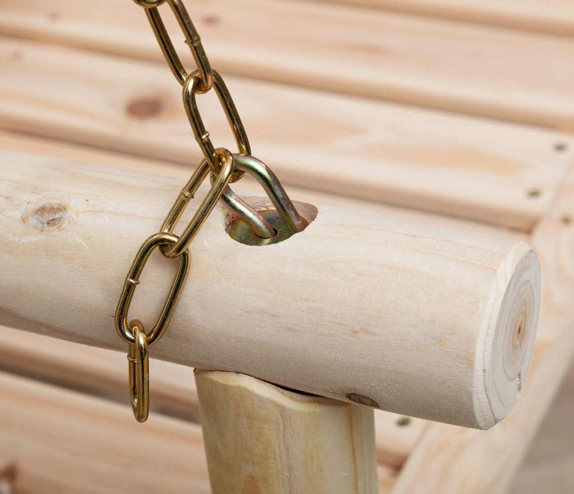 vnoopy Swing chair made from solid teak wood and natural wood finishing for indoor and outdoor use