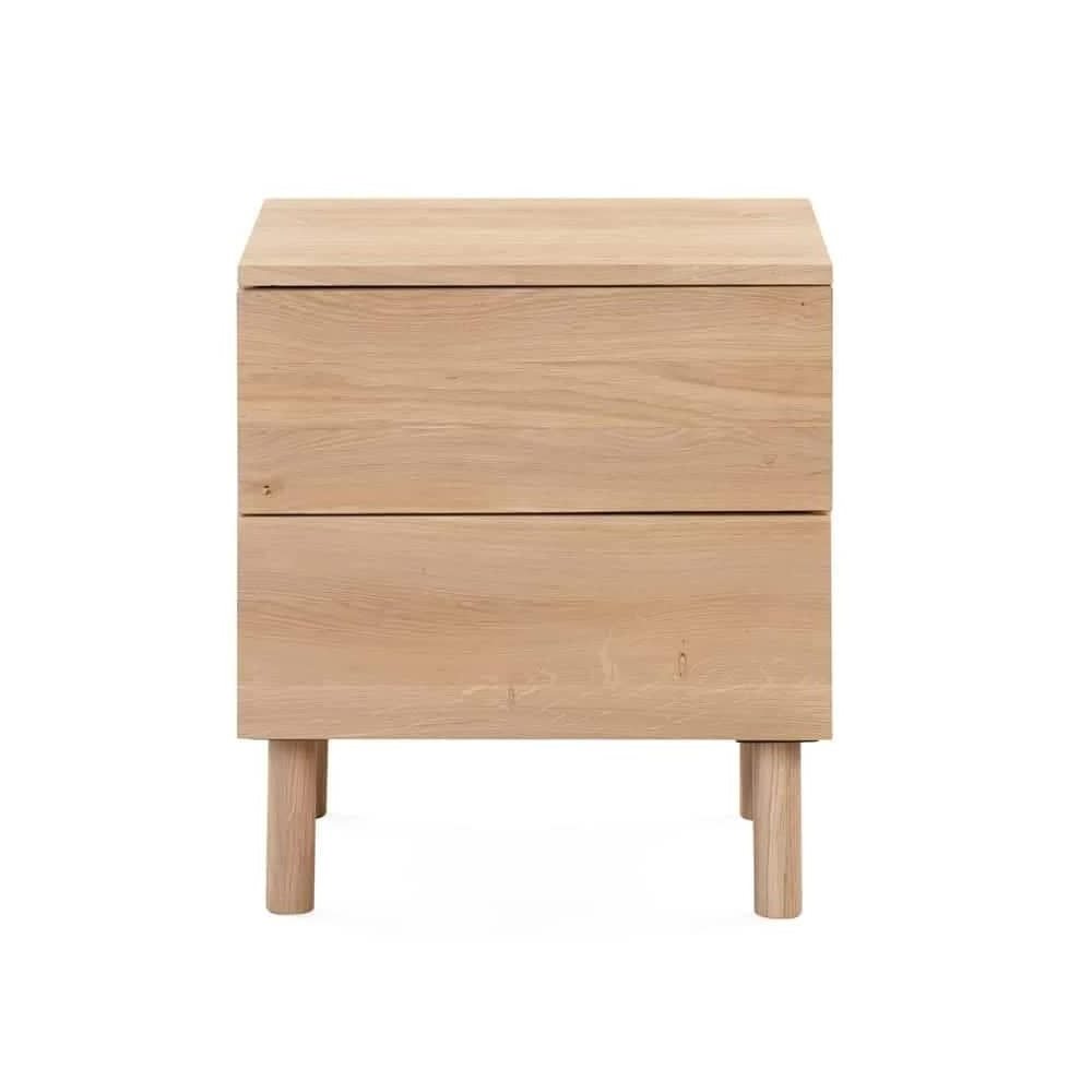 alucia solid teak wood nightstand with 2 storage drawers for indoor bedroom