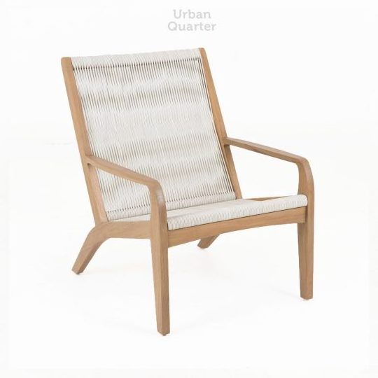 Modern teak wood Chibia Lounge Chair with Ottoman solid teak leisure chair with handwoven rope