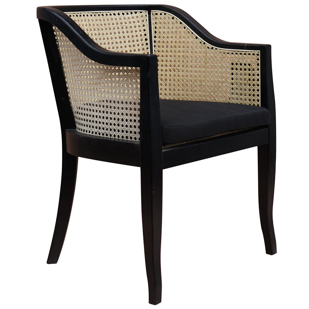 Black Safa Armrest garden chair made of Teak Solid Wood material and rattan wicker for indoor outdoor use