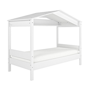 Thumbelina house-shaped children's bed frame made of solid wood with a white finish.