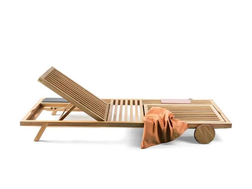 blekay sun lounger made of solid teak wood frame with sunproof cushion for indoor and outdoor