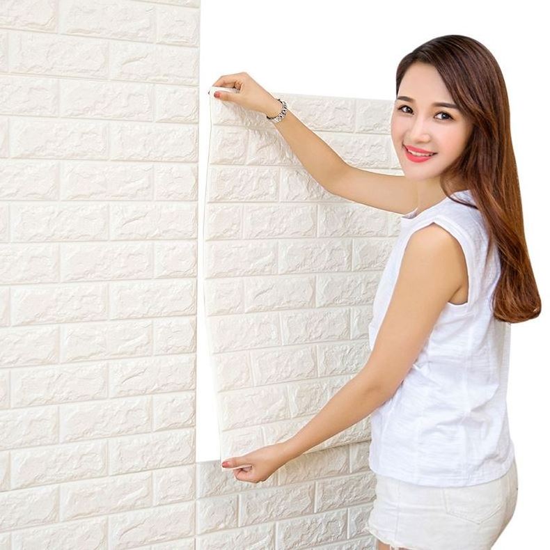 plastic hot pe foam 3d wallpaper embossed brick stone diy stickers