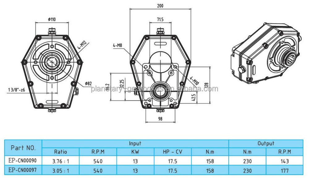 Brand new Agricultural 540 Pto Gearbox Tractor Parts made in China