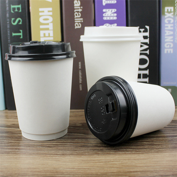 100% Biodegradable Factory Price Disposable Paper Cups 8oz Customized Print Double Wall Black Paper Coffee Cup For Hot Drink