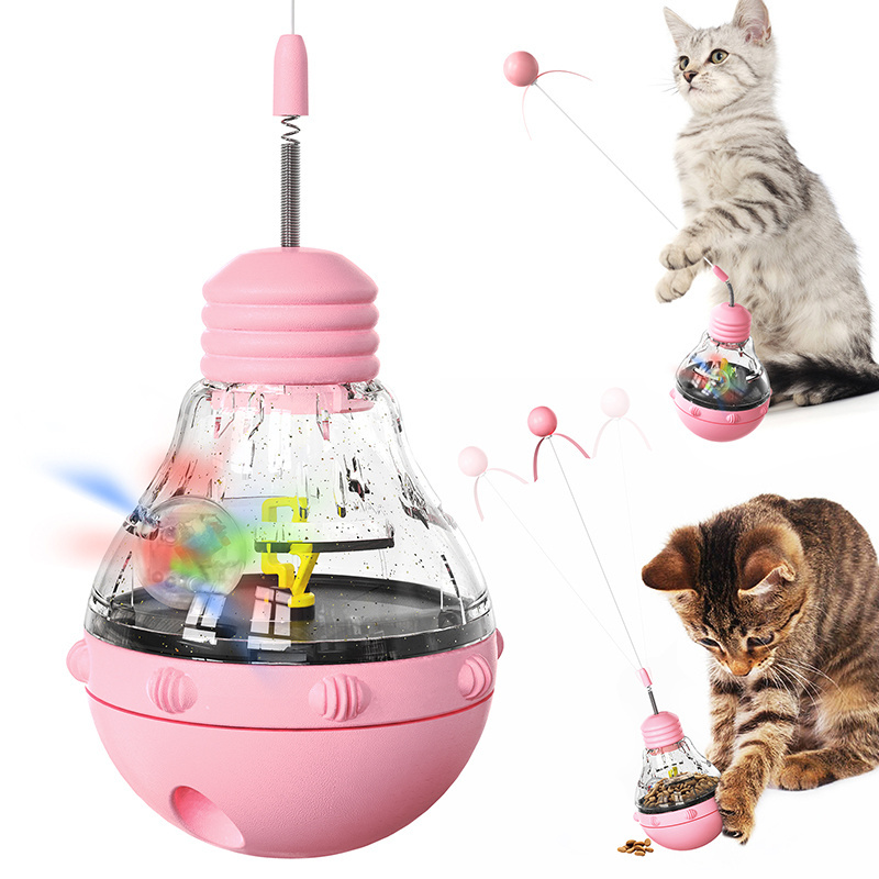 2024 New Arrival Interactive & Movement Pet Toy Light Shining Ball with Gravity Feed Leaky Food for Cats Birds Perfect Gift