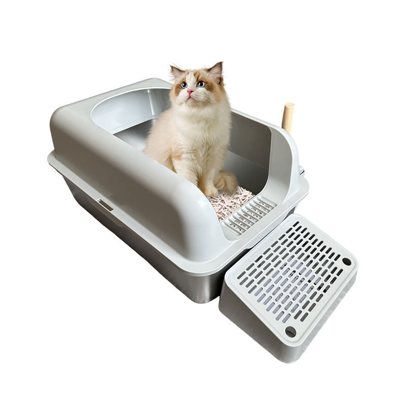 Large size Stainless Steel Cat Litter Box - Never Absorbs Odor Stains or Rusts No Residue Build Up