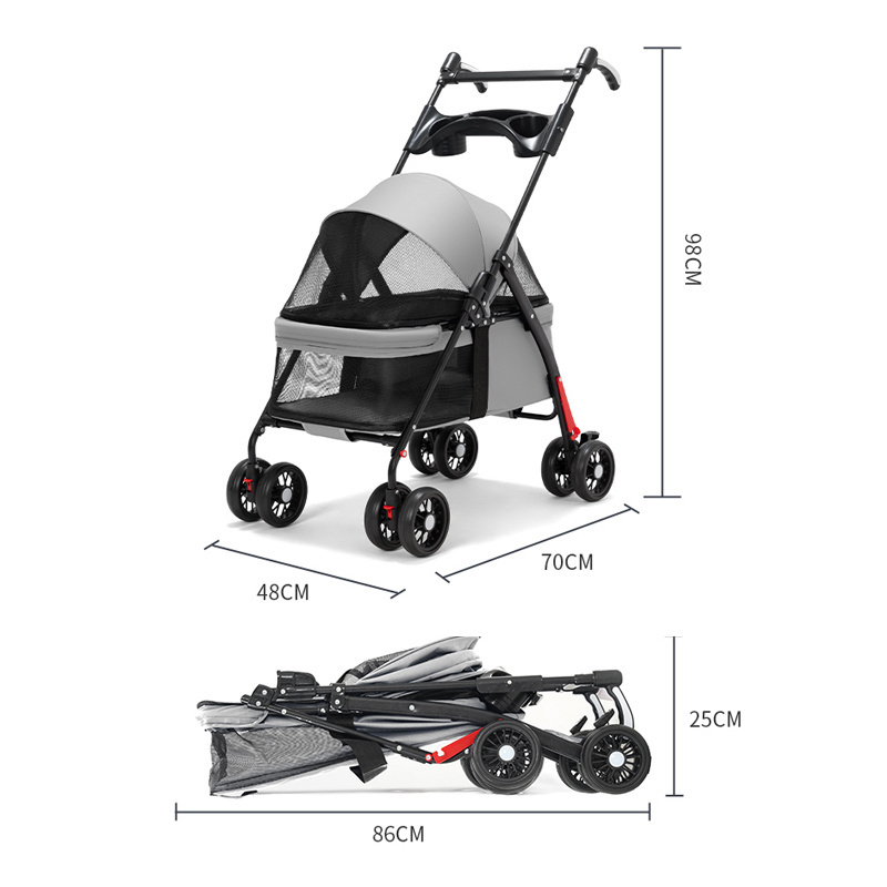 2024 Luxury Detachable Stair Climbing Dog Buggy Small Twin Double 3-in-1 Trolley Pet Carrier Stroller for Dogs and Cats