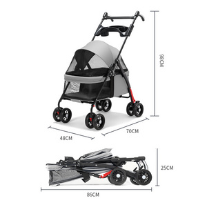 2024 Premium 3-in-1 Pet Stroller Buggy Lightweight Fast Folding Small Dog & Cat Carrier Travel Product with Removable Stroller