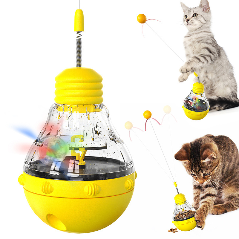 2024 New Arrival Interactive & Movement Pet Toy Light Shining Ball with Gravity Feed Leaky Food for Cats Birds Perfect Gift