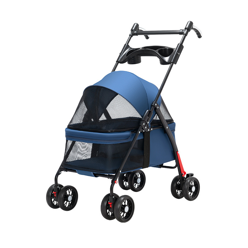 High Quality 3in1 Premium Pet Stroller Foldable Medium Size Dog Buggies for Small Dogs and Cats with 4 Wheels