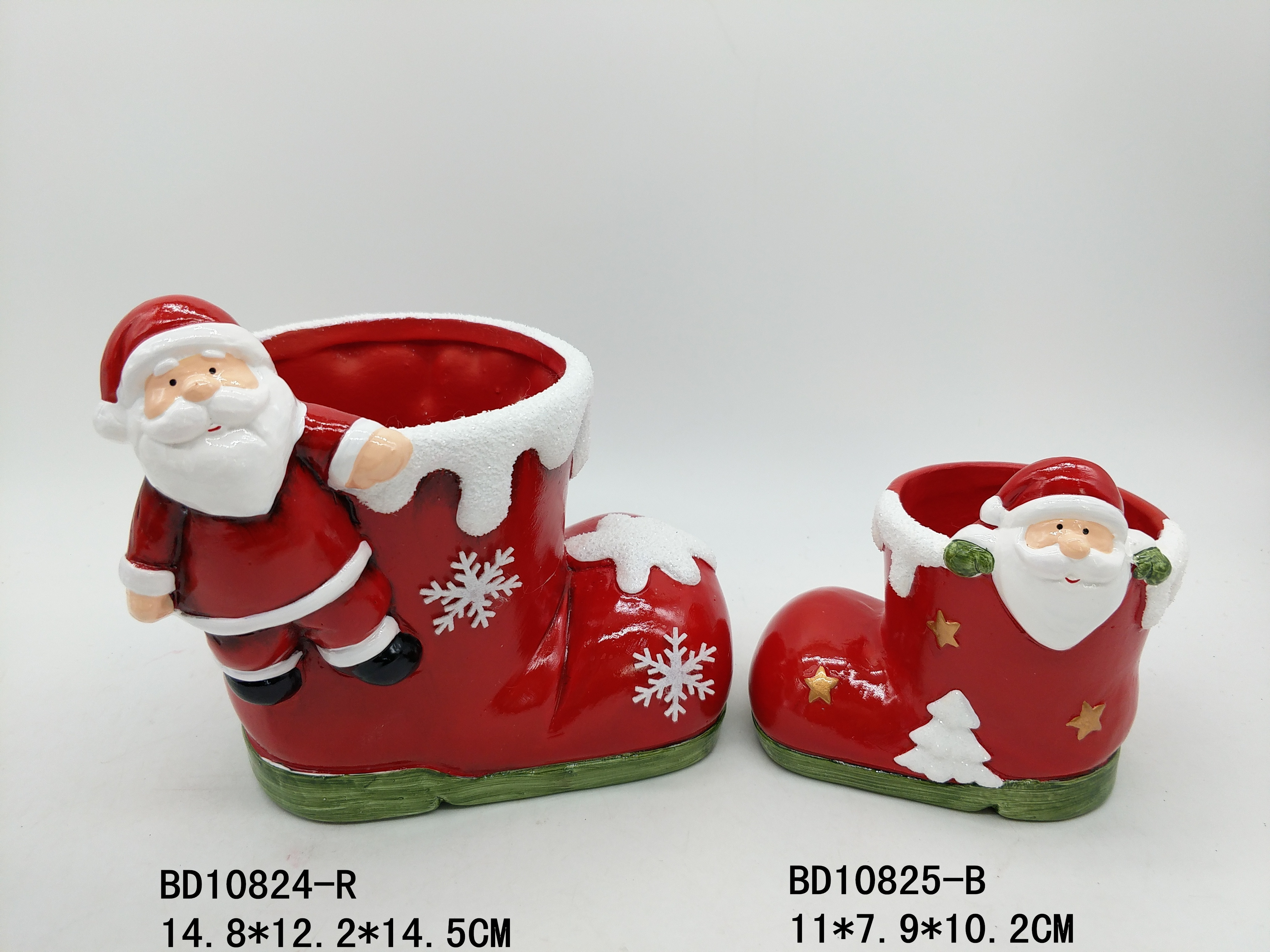 2022 Xmas decorative Planter Christmas ceramic boots shape planters ceramic boots flower pot