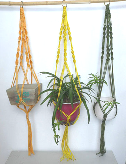 Handmade Macrame Plant Hangers, Cotton Nylon Jute linen Macrame hanger,  Indoor & outdoor wall hanging planter plant holder