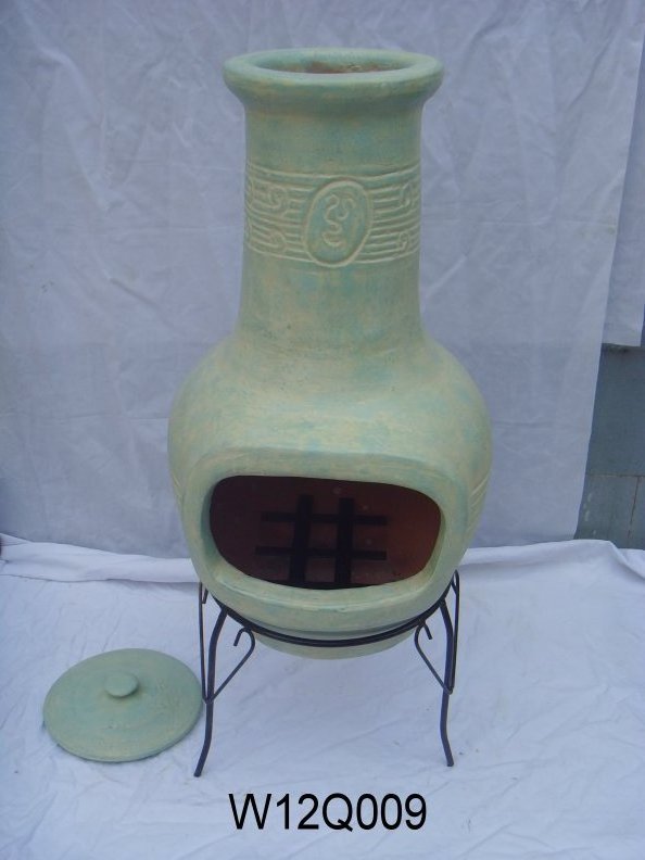 Clay chimenea Garden Chiminea Outdoor Terracotta Handmade Clay fire pot