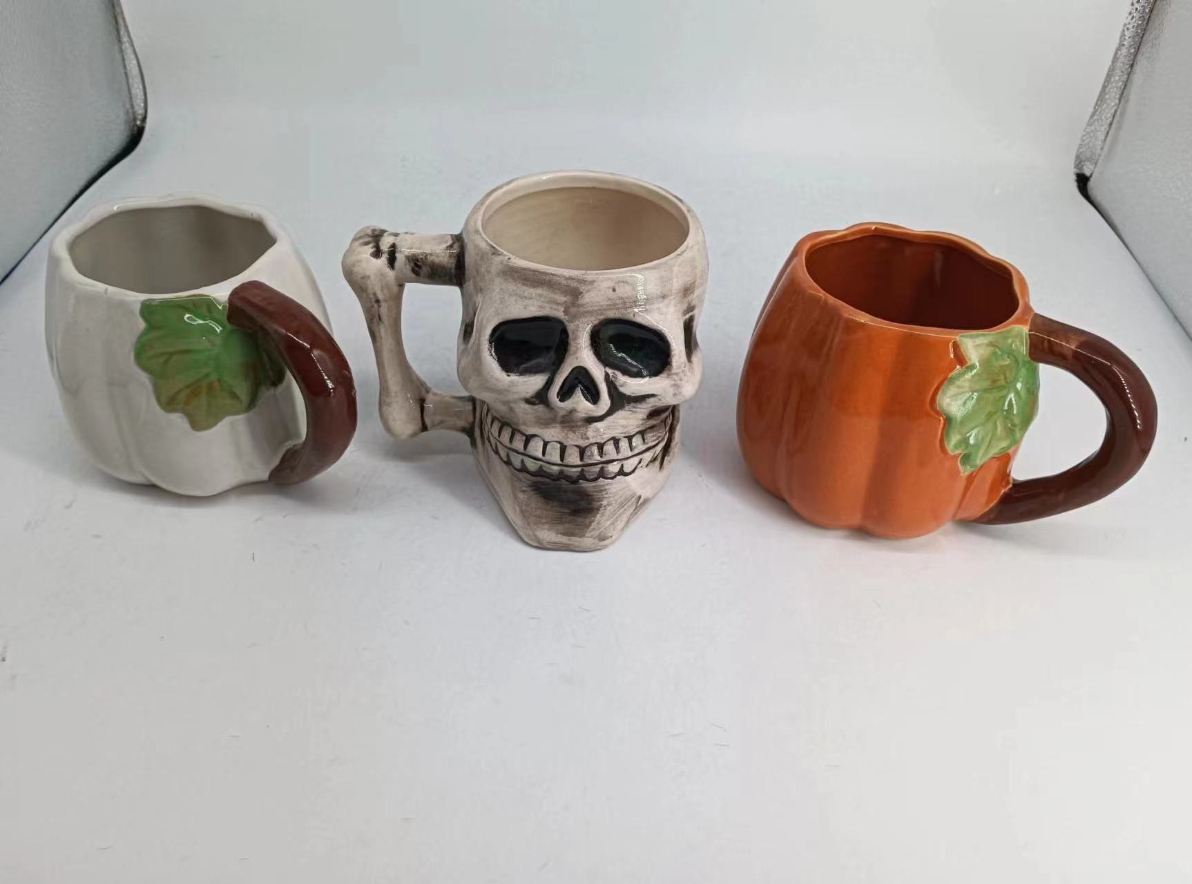 Ceramic Halloween decoration flower pots planters Hand-held succulent  flower box design pottery clay flower pots planters