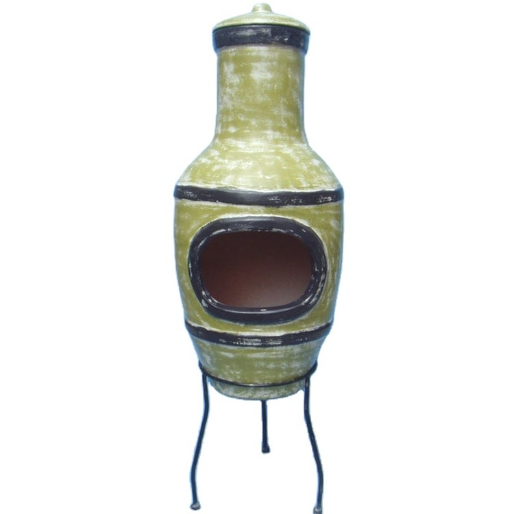 Outdoor Terracotta Handmade Clay Chiminea Garden Chimney for sale