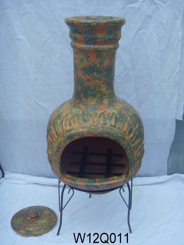 Clay chimenea Garden Chiminea Outdoor Terracotta Handmade Clay fire pot