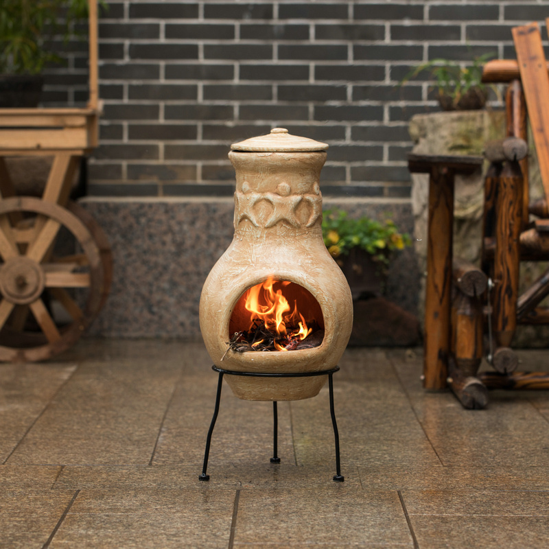 Garden Chimenea Outdoor Terracotta Handmade Customized Clay Chimenea  for decoration clay fire pit