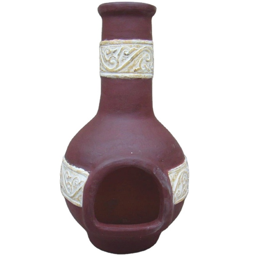 Clay chimenea Garden Chiminea Outdoor Terracotta Handmade Clay fire pot