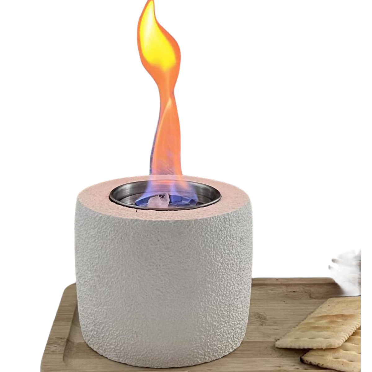 White Portable Tabletop Alcohol Fireplace with Decorative fire pit with bbq grill chimenea decorativa