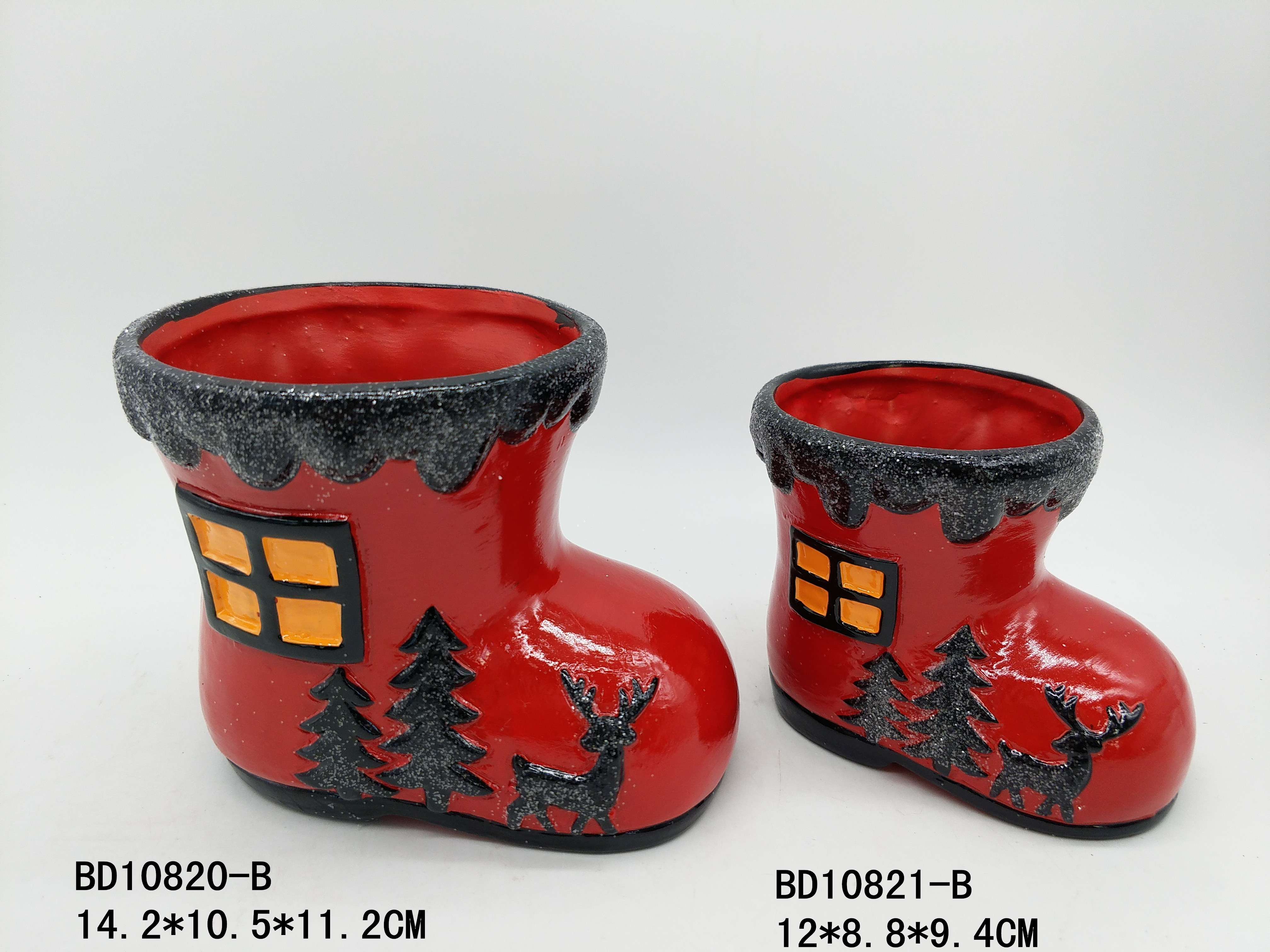 2022 Xmas decorative Planter Christmas ceramic boots shape planters ceramic boots flower pot